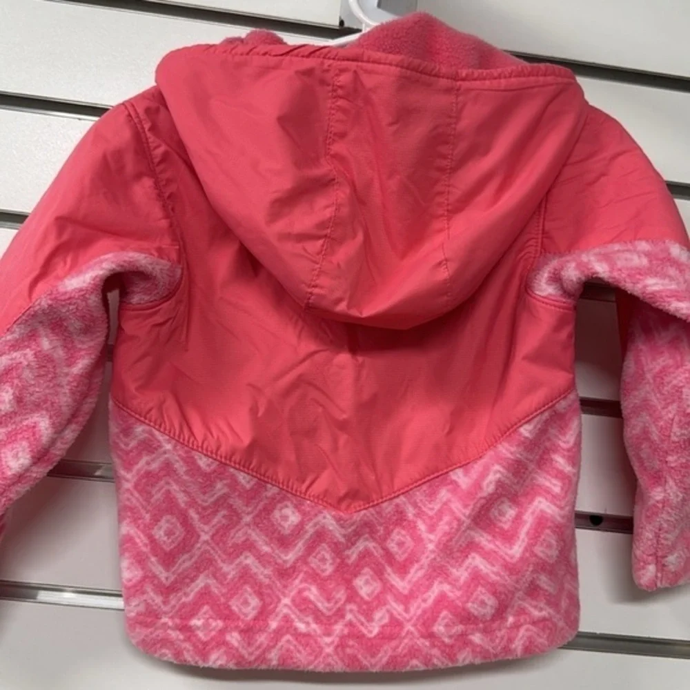 Columbia Steens overlay hooded pink fleece zip‎ up toddler 2T jacket
